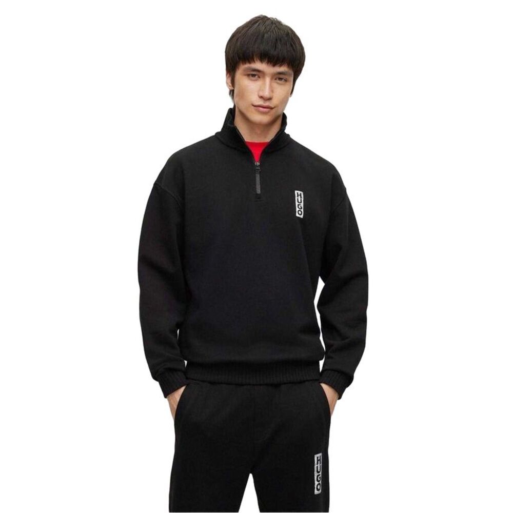 Hugo Boss Mens Dangula Logo Quarter Zip Sweatshirt / Black